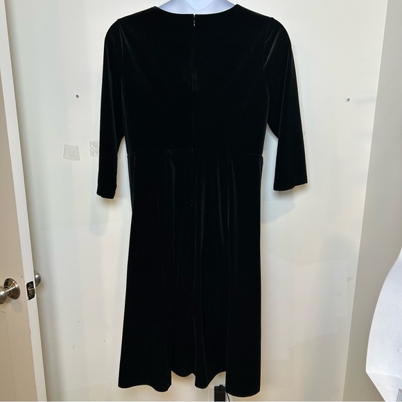 Lands End black velvet v neck a line 3/4 sleeve dress size 16W cocktail party - Picture 3 of 9